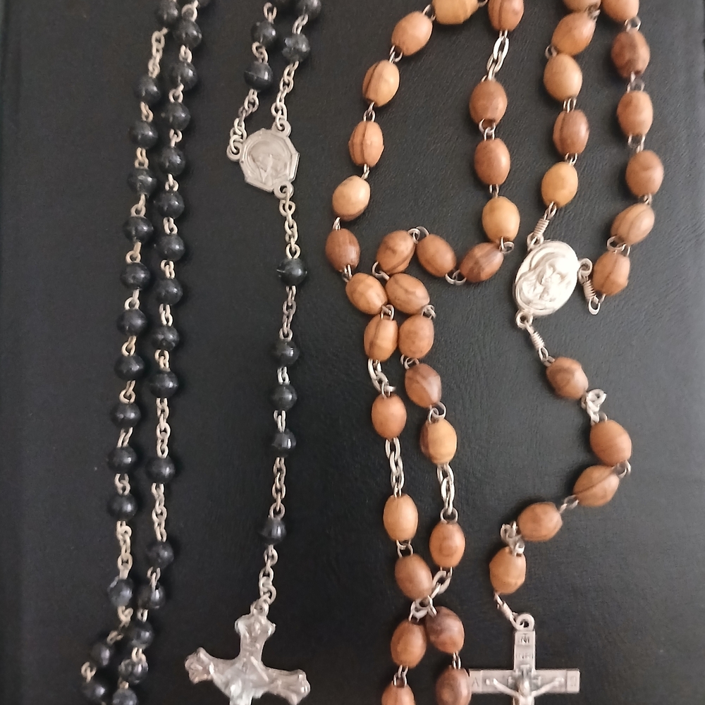 Black and Brown Beaded Rosary Set